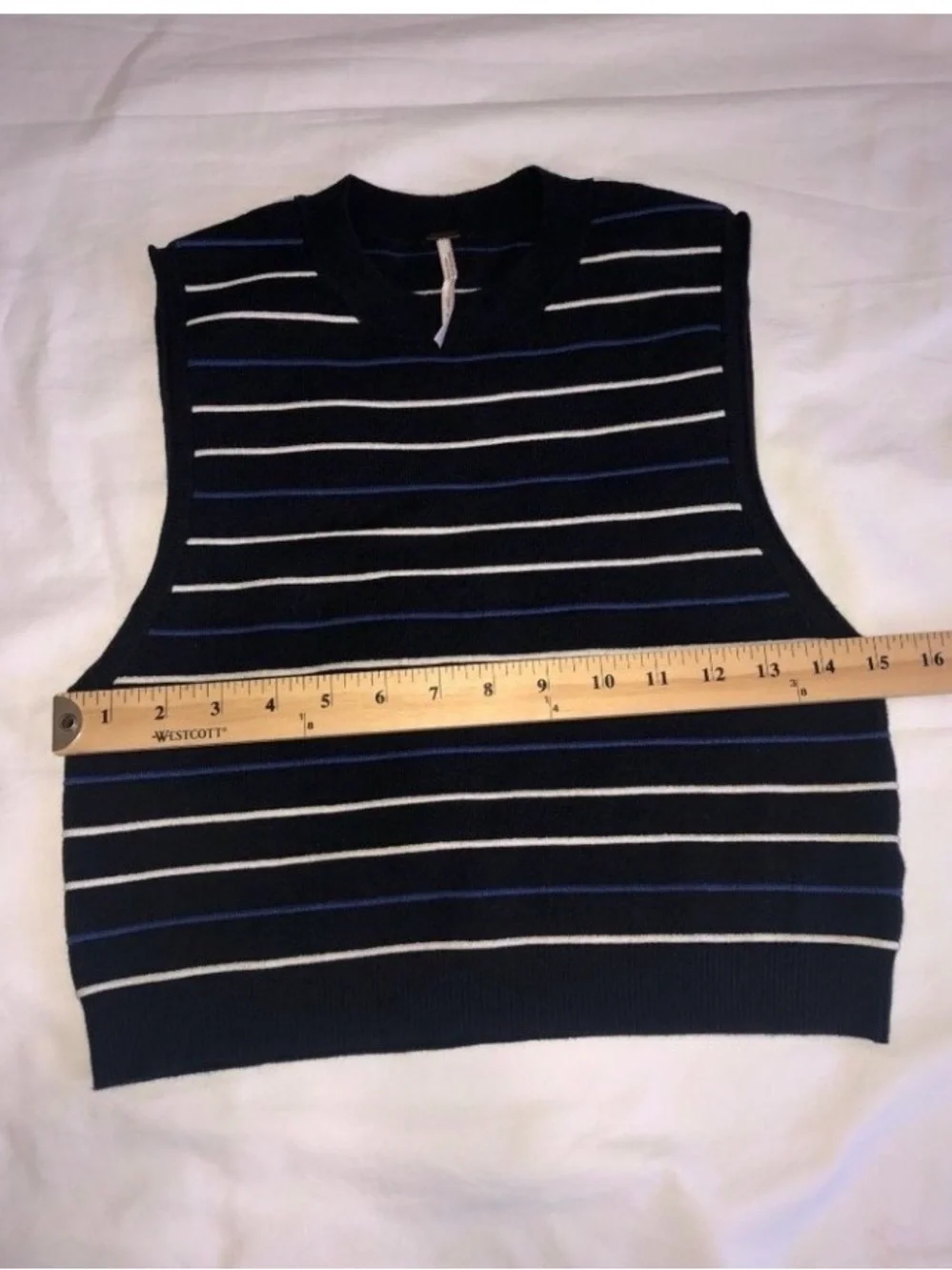Free People Size M Skirt Set Knit Mini Black Blue White Stripe Sleeveless Skater - Picture 4 of 8